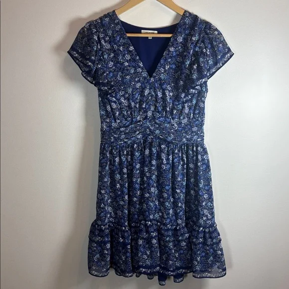 Max Studio Blue Floral Ruffled Mini Dress - Picture 4 of 14